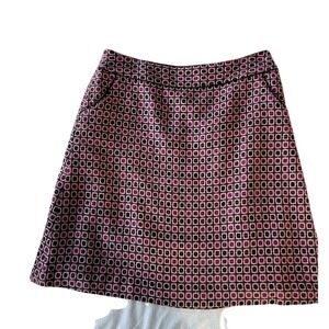 Vintage Mod Womens Skirt Geometric A-Line Pockets Purple Black Size 12